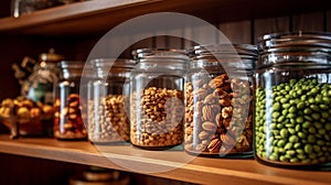 Assorted Nuts on Wooden Shelf photo