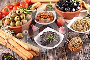 Assorted olives and tapenade
