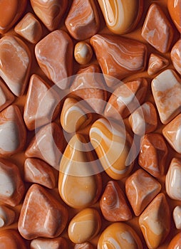 Assorted Pastel Orange Gemstones on a Uniform Background