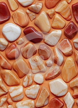 Assorted Pastel Orange Gemstones on a Uniform Background