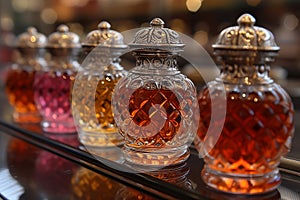 assorted perfume bottles display