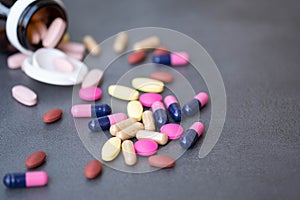 Assorted pharmaceutical medicine and herbal organic medicine capsules