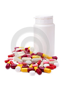 Assorted pills and bottle