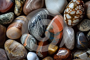 Assorted Polished Gemstones Close-Up