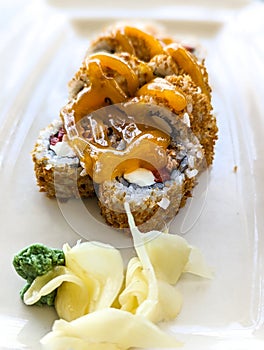 assorted random suchi at a restaurant