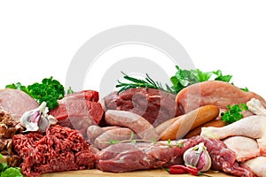 Assorted raw meats photo