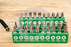 Assorted screwdriver insert tips