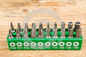 Assorted screwdriver insert tips