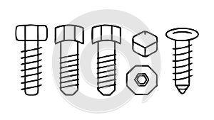 Assorted Screws Fasteners Vector for Hardware DIY Projects, vector design Generative AI