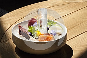 Assorted seafood on an ice plate