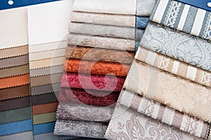 Assorted selection of fabric color swatches