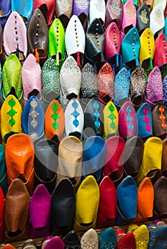 Assorted shoes at market stall