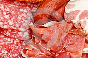 Assorted sliced meat delicacies on plate