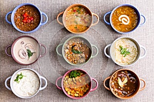 Assorted soups from worldwide cuisines photo