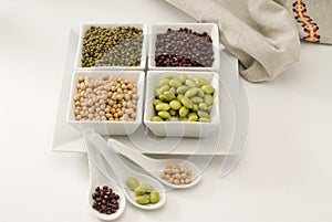 Assorted soy beans.