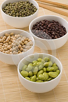 Assorted soy beans.