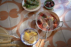 Assorted Spanish tapas with roasted peppers photo