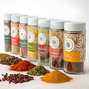 Assorted Spices isolated on white background