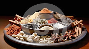 Assorted Spices Tray, Flavorful Herbs and Seasonings for Cooking