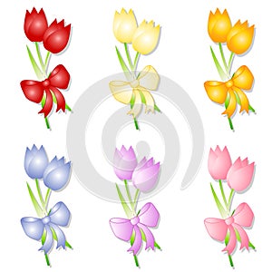 Assorted Spring Tulips With Bows