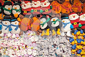 Assorted stuffed toys on display awarded as wining prizes at the Christmas funfair Winter Wonderland