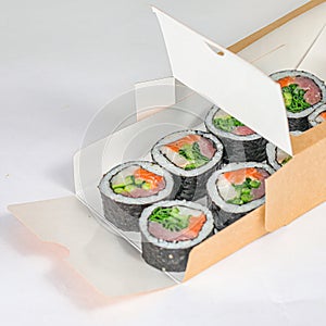 Assorted Sushi Box With a Variety of Sushi Rolls