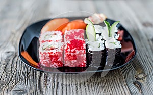 Assorted sushi on a plate