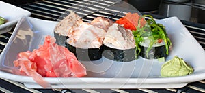 Assorted sushi plate on plate