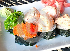 Assorted sushi plate on plate