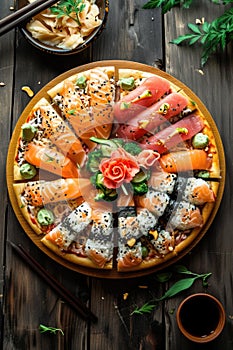 Assorted sushi platter with diverse ingredients