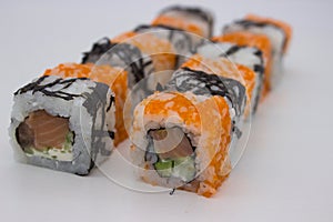 Assorted Sushi Rolls with Masago and Seaweed