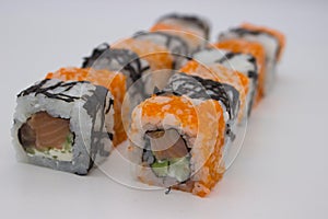 Assorted Sushi Rolls with Masago and Seaweed