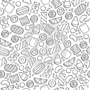 Assorted sweets seamless pattern. photo