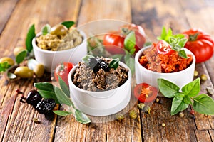 assorted of tapenade
