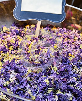 Assorted tea and spices specialties in Istanbul Turkey, Grand Bazaar