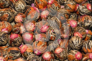 Assorted tea and spices specialties in Istanbul Turkey, Grand Bazaar