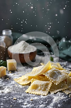 Assorted italian fresh pasta photo