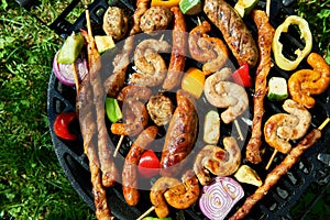 Assorted types of meat and vegetables