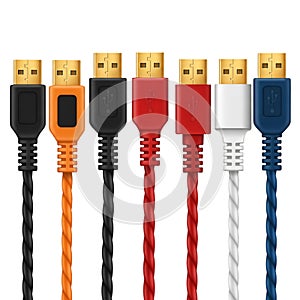 Assorted USB Cables with Gold Connectors