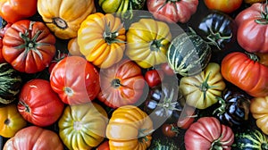 Assorted Varieties of Tomatoes, Close Up