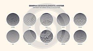 Assorted Various Patterned 3D Balls Vector Set Isolated On White Background