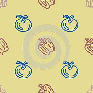 Assorted vegetable vector seamless pattern with pepper and plants
