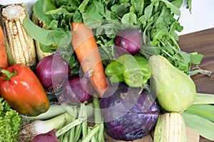 Assorted vegetables on organic background