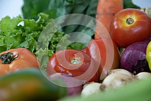 Assorted vegetables on organic background