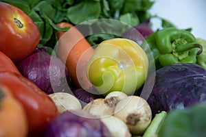 Assorted vegetables on organic background