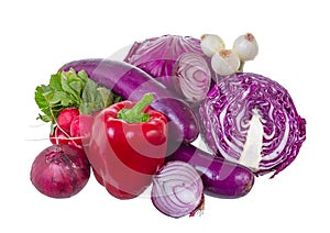 Assorted vegetables in violet gamma. photo