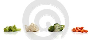 Assorted vegetables on a white background