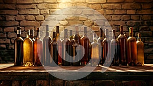 Assorted Wine Bottles Arranged on Table