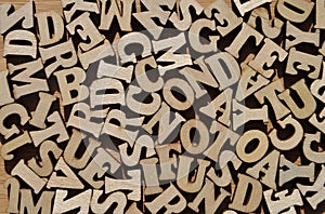 Assorted wooden alphabet letters, full frame