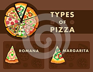 Assorti Pizza Type Poster Flat Vector Template photo